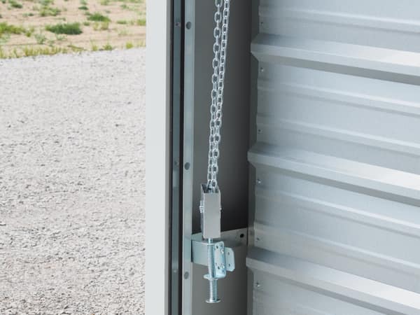 Chain-hoist mechanism on a 14-foot tall unit door