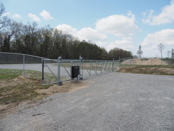 Security fence and gate at the entrance to Perimeter Road Self Storage