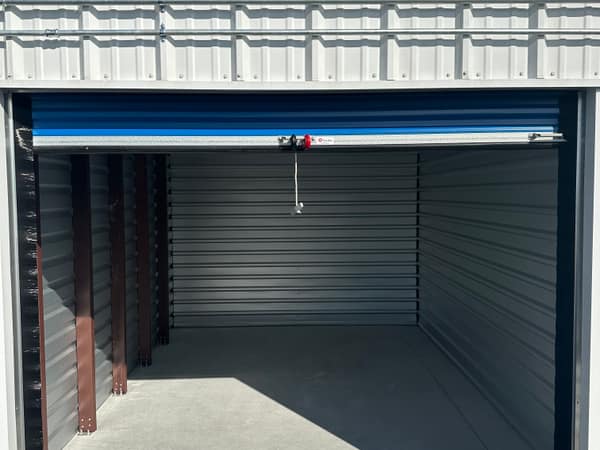 Open drive-up unit door showing the clean interior